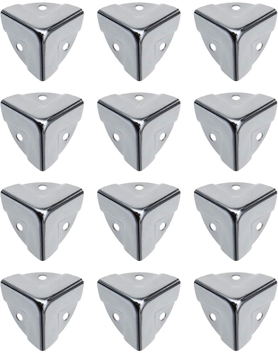 aladdien - Hoekbeschermers - Metalen Beugels - Stevige bescherming - Chroom - Voor meubels en opslagruimtes - 12 stuks