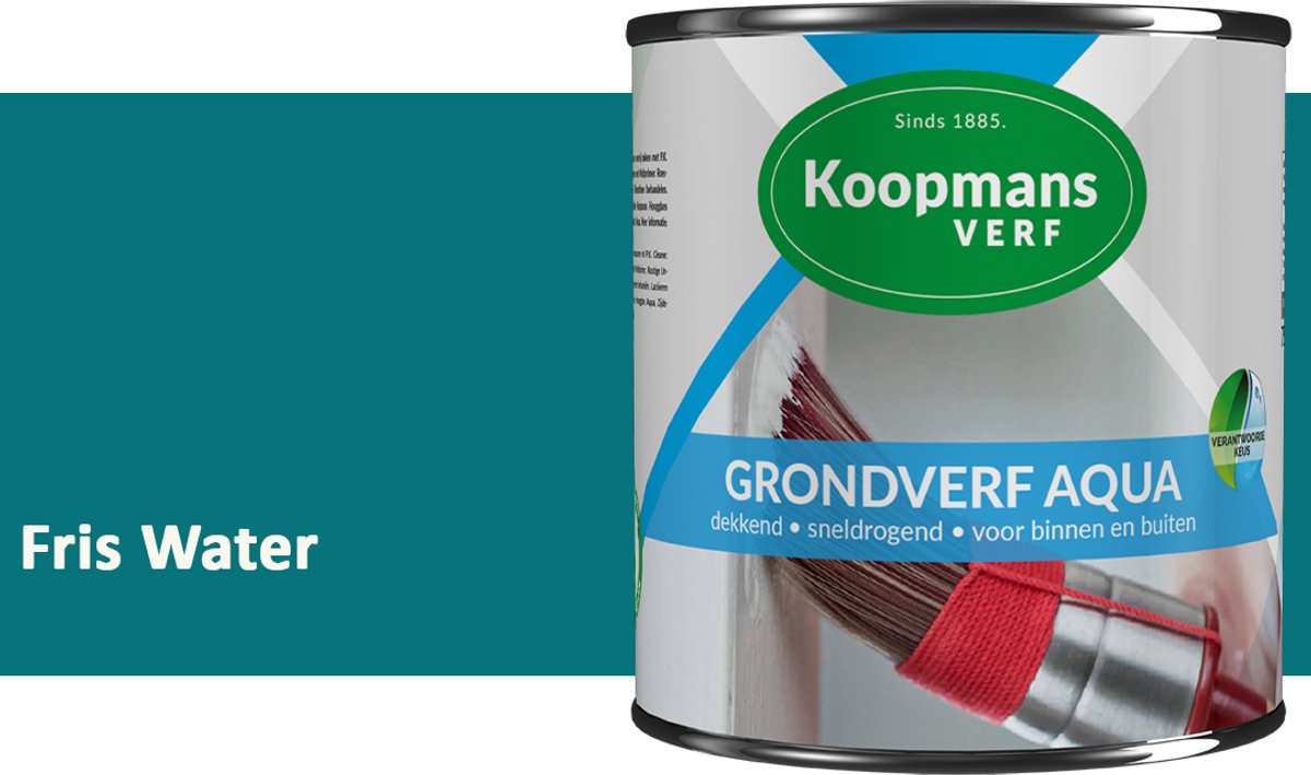 Koopmans Grondverf Aqua – Watergedragen Biobased Grondverf voor Hout & Metaal – Binnen en Buiten – Fris Water – 750 ml