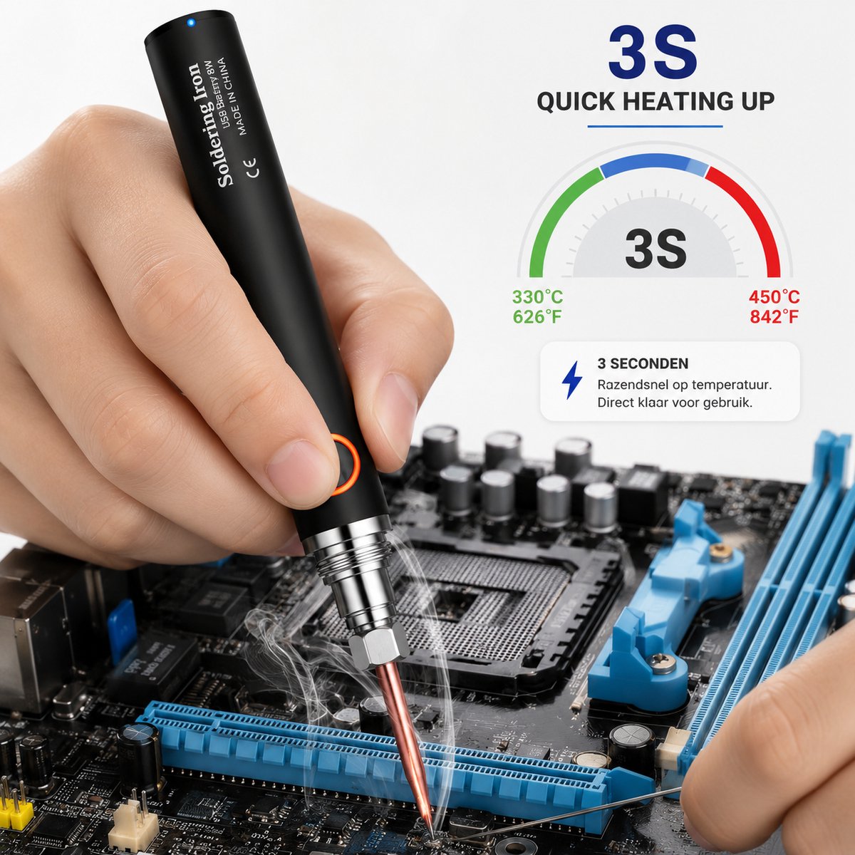 Draadloze soldeerbout kit - oplaadbaar - draagbaar - elektrisch soldeerpistool - 3 temperatuuraanpassing - soldeerlasgereedschap kit - reparatie huishoudelijke apparaten - elektronische componenten soldeerbouten – foto 8
