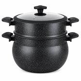 stoompan – couscous pan – 10L – Glazen Deksel – Inductie – Zwart – Royal Swiss®