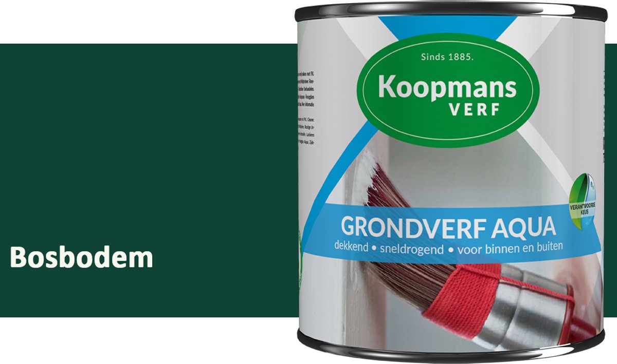 Koopmans Grondverf Aqua – Watergedragen Biobased Grondverf voor Hout & Metaal – Binnen en Buiten – Bosbodem – 2,5 l