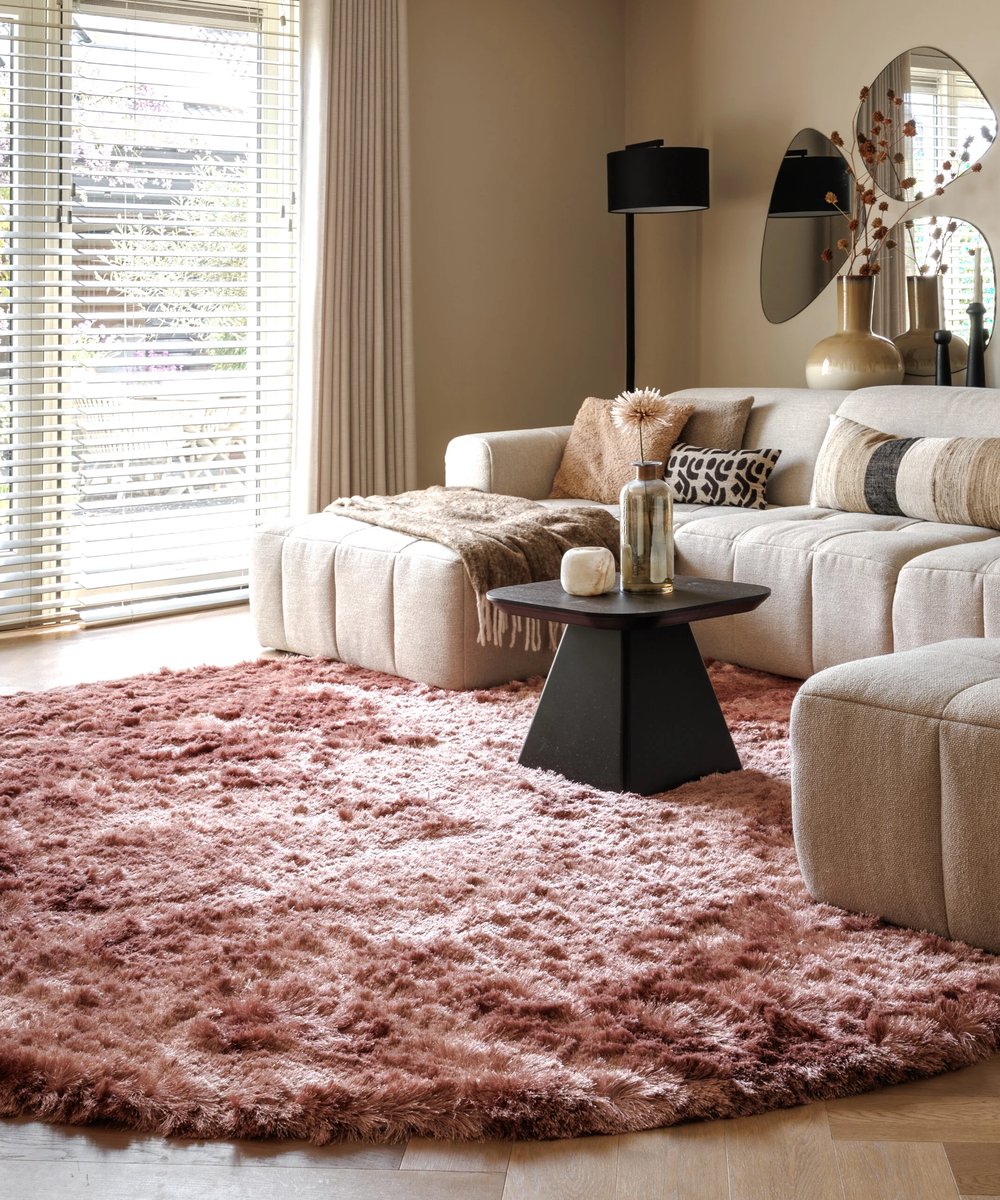 Velvet rond vloerkleed - Auréa roze 300 cm