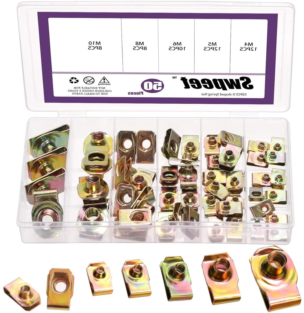 Auto U-clips - Paneelclips - Auto reparatie - Koolstofstaal - 50 stuks - Zilver