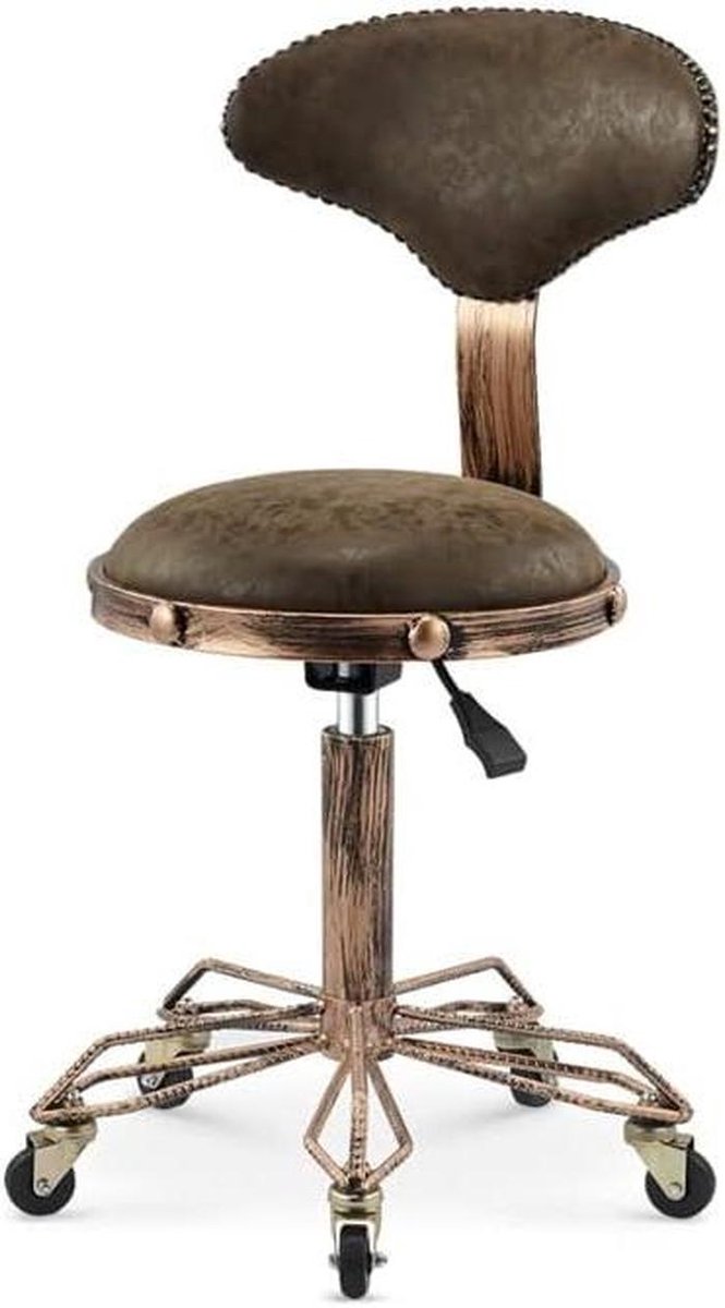 Werkkruk - Draaibare kruk - Comfortabel werken - Verstelbare hoogte - 36x51-65 cm - Bruin