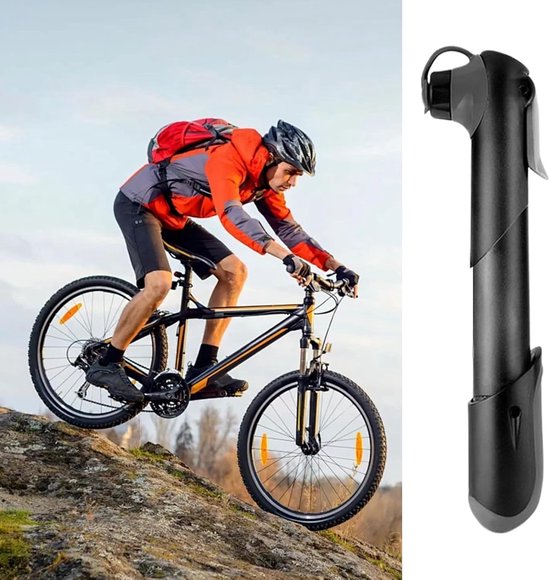 Fietspomp Compact - Lichtgewicht pomp - Banden oppompen - Met drukmeter - 18 cm - Zilver — afbeelding 2