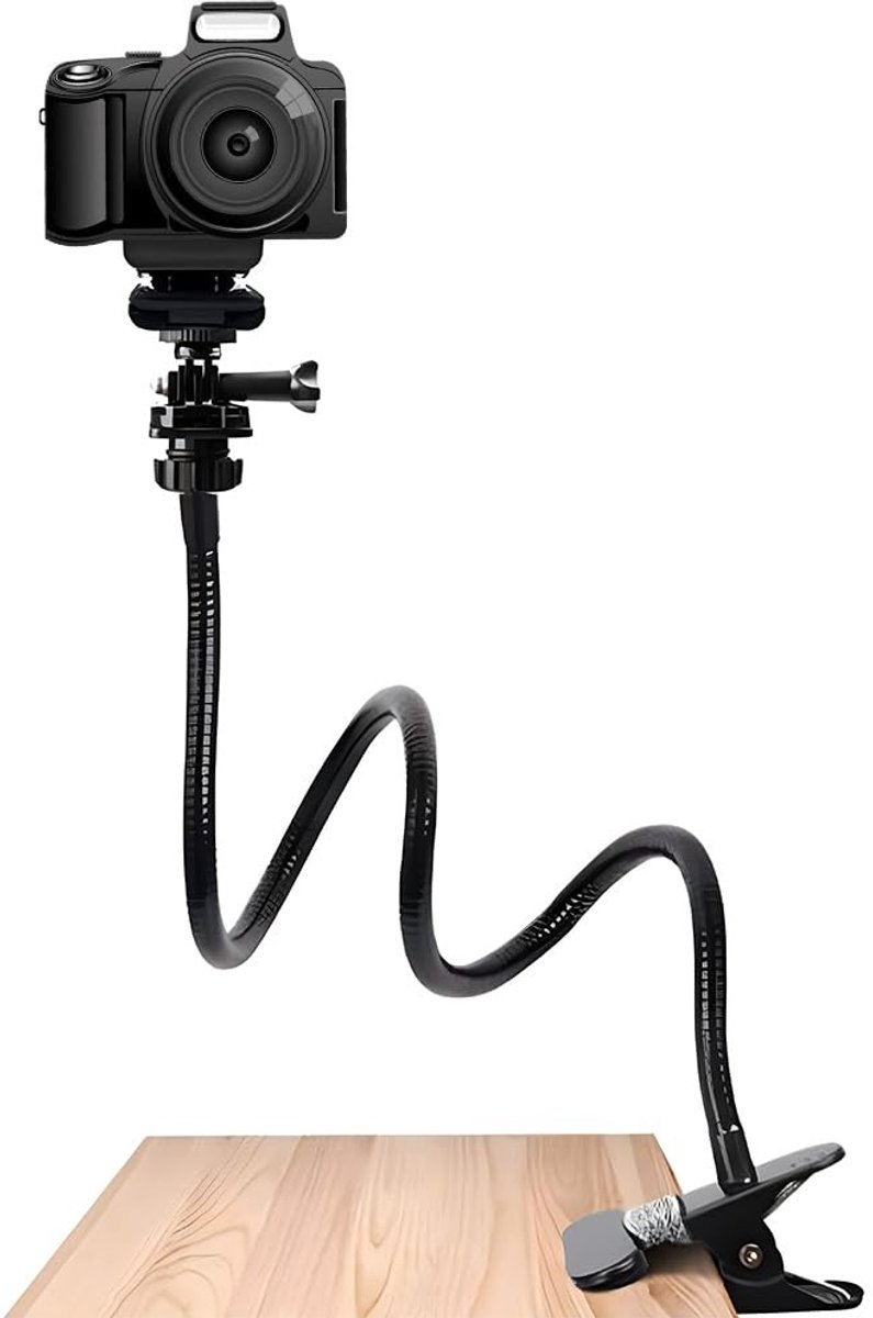 aladdien - Webcamhouder - Flexibele zwanenhals arm - Bureaubevestiging - Zwart - Cameraknijper - Compatibel met Logitech webcams - Ideaal voor lives...