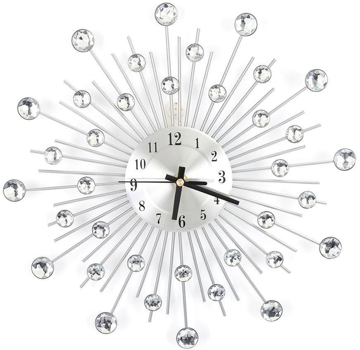 aladdien - Wandklok - Diamant Bezaaide Klok - Stille Beweging - Metalen Wandklok - Perfect voor Woonkamer en Slaapkamer - Elegant Design