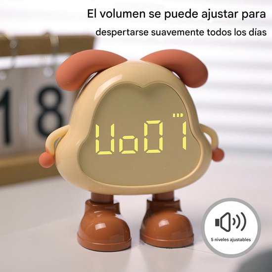 Kinderwekker - Digitale Klok - Kind Leren - Met Nachtlampje - 12.5 cm - Geel — afbeelding 5