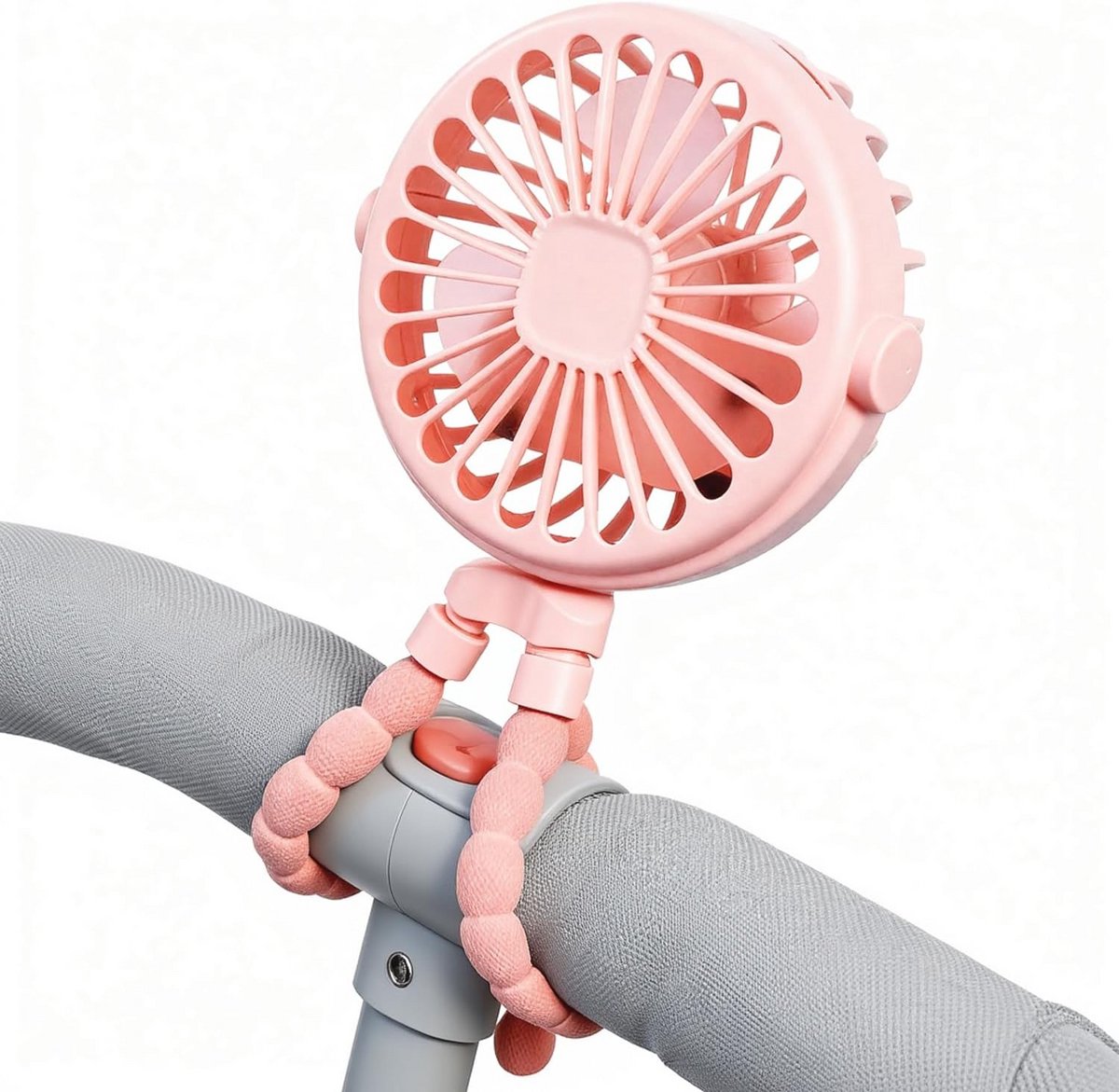 Draagbare Baby Stroller Ventilator met Flexibele Statief Clip en LED Nachtlamp - 3 Snelheden