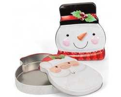 Store_8 - Kerstcadeauboxen - Set van 2 - Perfect voor Geld en Bonnen - Metaal - Santa Claus en Sneeuwman - Kleine Cadeaus - Decoratie