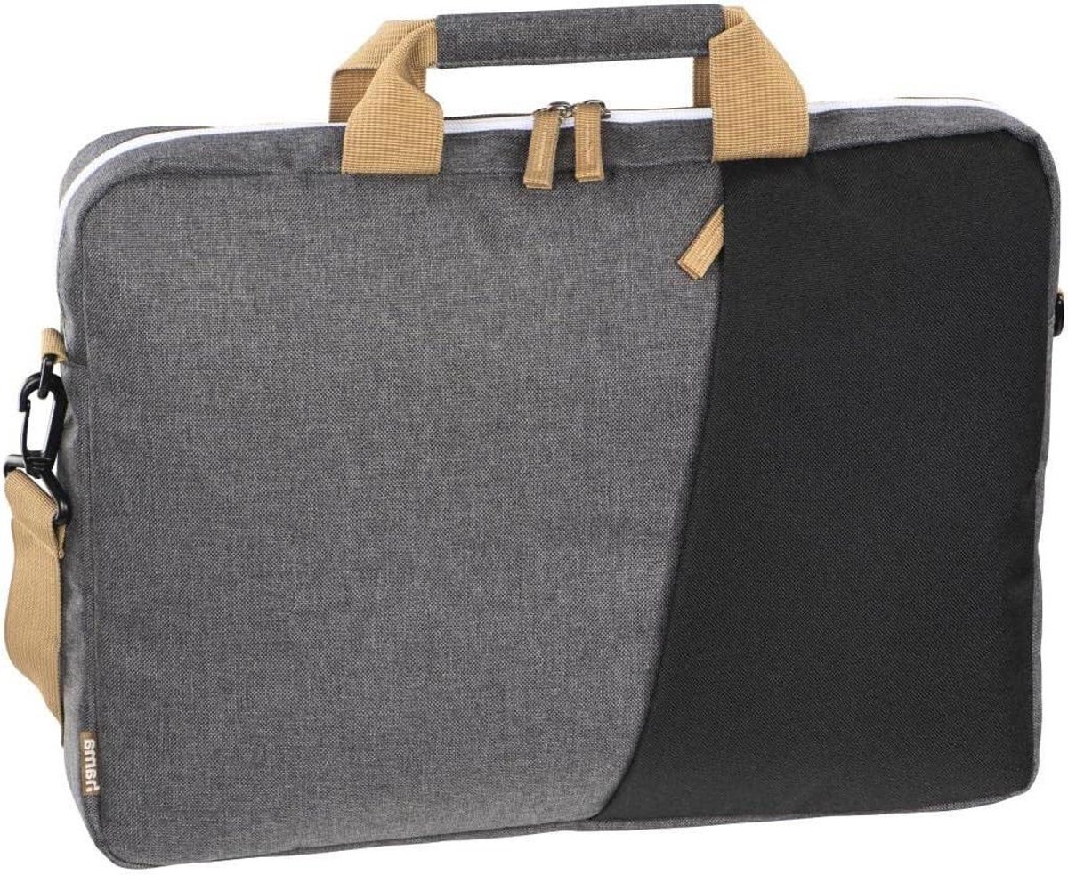 Laptop Tas - Notebook Hoes - Veilig Transport - Gewatteerde Band - 36 cm - Zwart Grijs