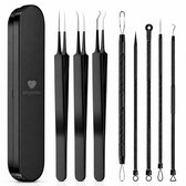 Zorghelden® Mee eters verwijderen - 8-Delig - Duurzame zwarte toolset - Blackhead remover - comedonenlepel - mee eter verwijderaar