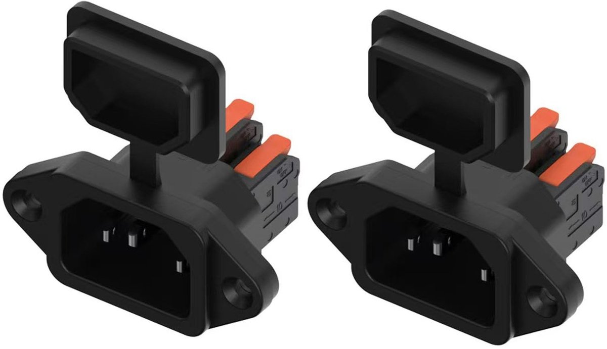 RUNCCI-YUN C14 Flush-Mounted Voedingsdoos - 2-pack met Waterdichte Cap - 10A 250V