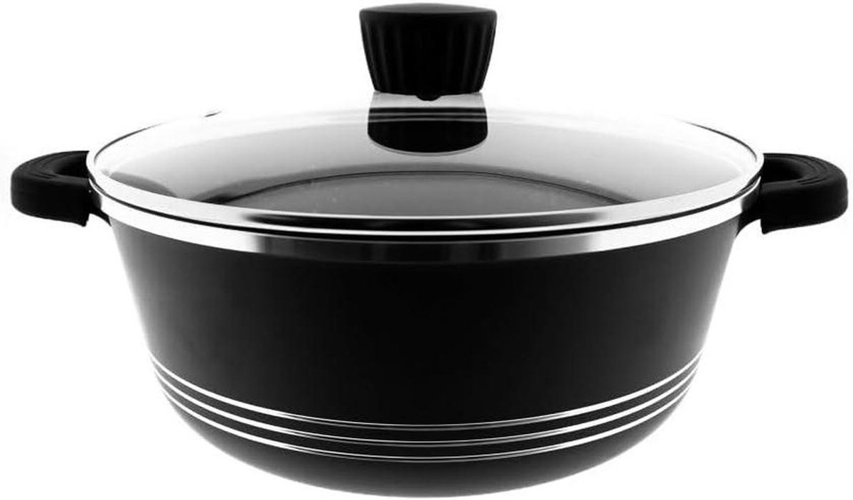 Kookpan met deksel - Aluminium pan - Lekker koken - Gegoten aluminium - 36 cm - Zwart