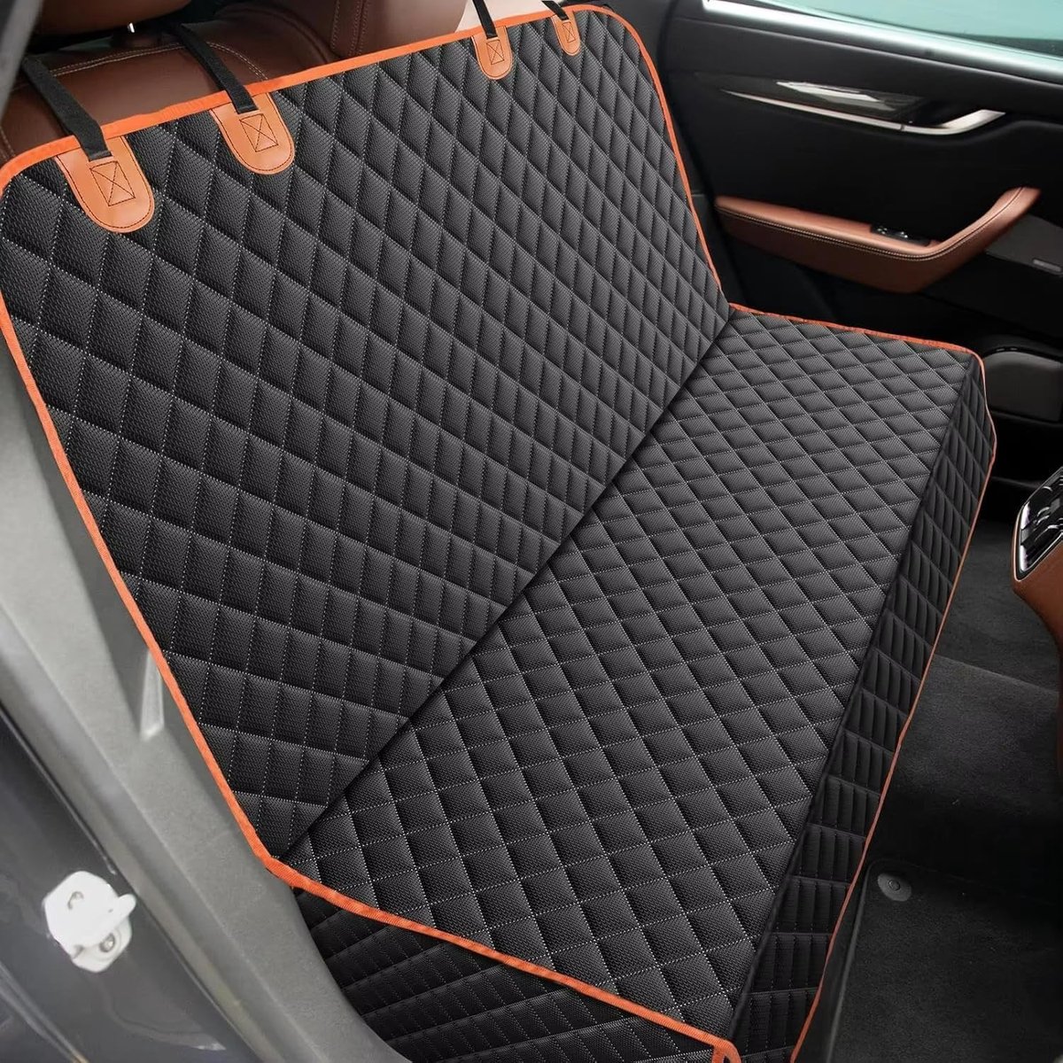 Hondendeken Auto - Beschermmat Achterbank - Reizen met Huisdier - Waterdicht Scheurbestendig - 137 x 119 cm - Zwart Oranje