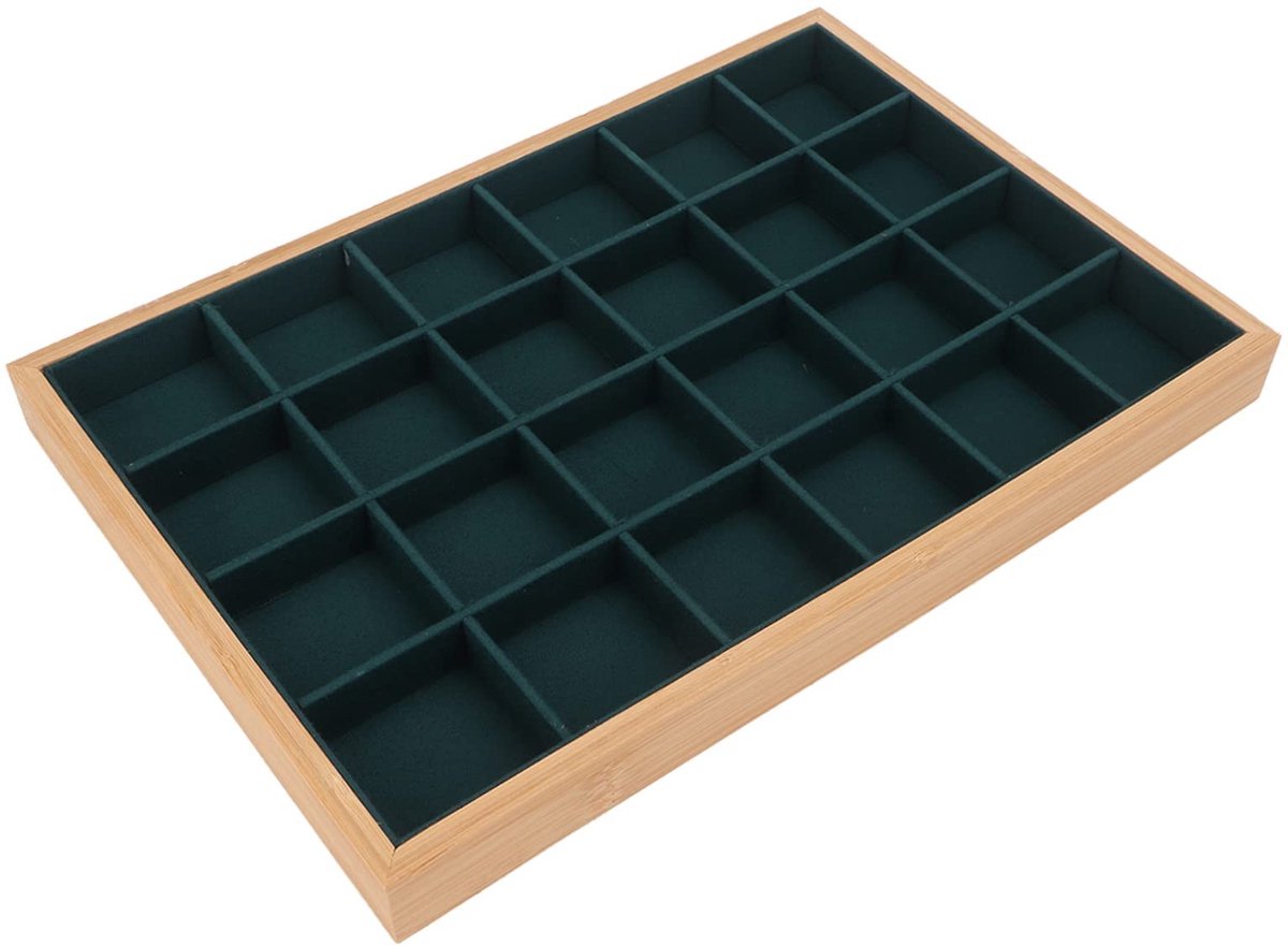 aladdien - Sieradenopbergdoos - 24 Compartimenten - Modern Design - Groen - Sieraden Organizer - Perfect voor Dames - Tafelmodel