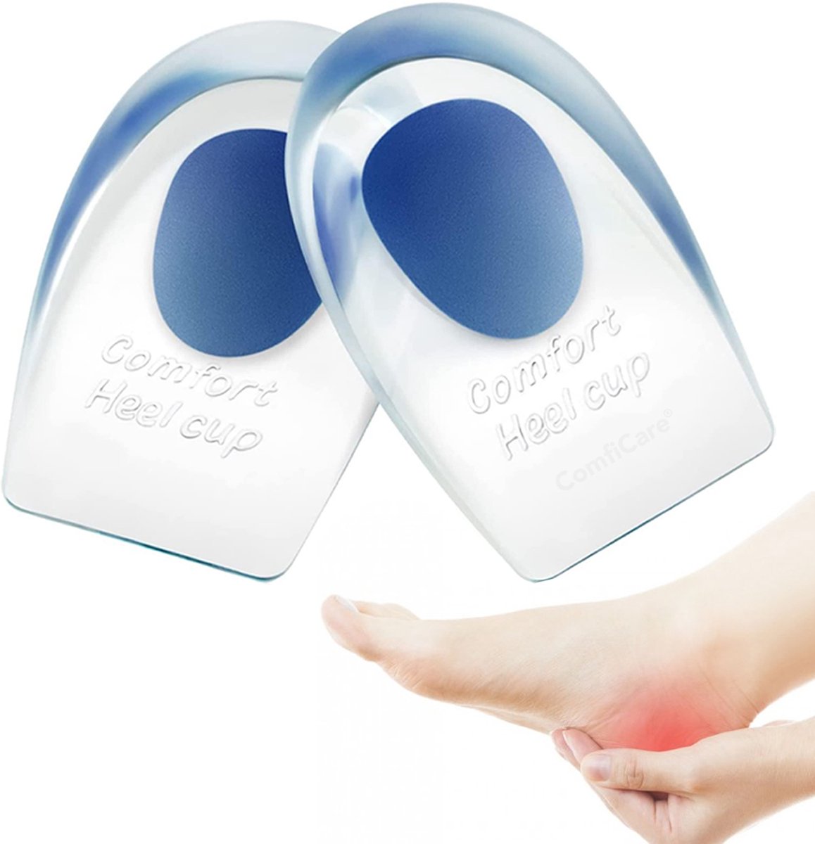 ComfiCare® Hielspoor Zooltjes L – Siliconen Hielbeschermers & Hielkussentjes voor schoenen – Hakverhoger tegen Hielpijn en Achillespeesklachten – Inlegzolen voor dames & heren