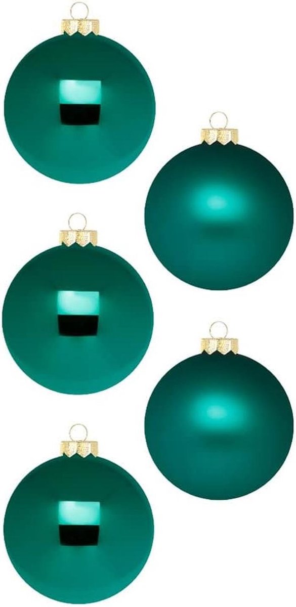 Kerstballen Glas - Set Ballen - Kerstboom Versieren - Echt Glas - 6 cm 20 Stuks - Groen – foto 3