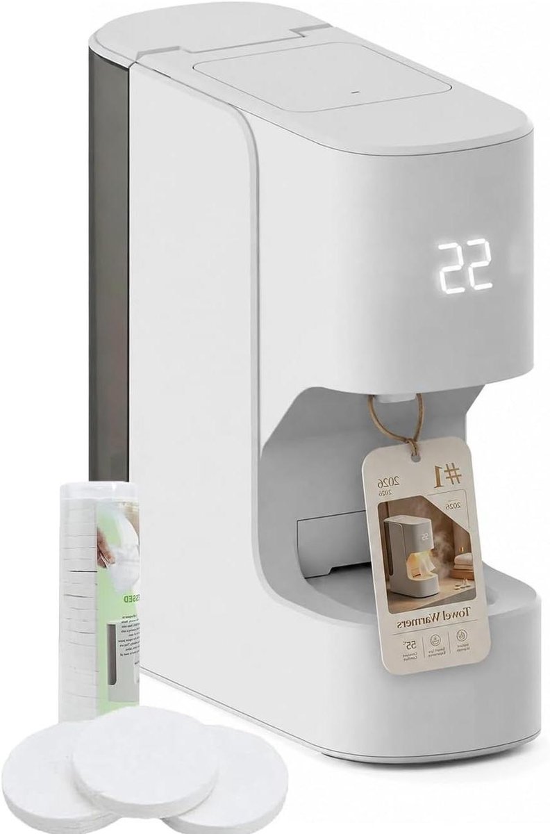 Handdoekverwarmer - Warme handdoek - Gezichtsverzorging thuis - Constante temperatuur 55°C - Compact formaat - Wit