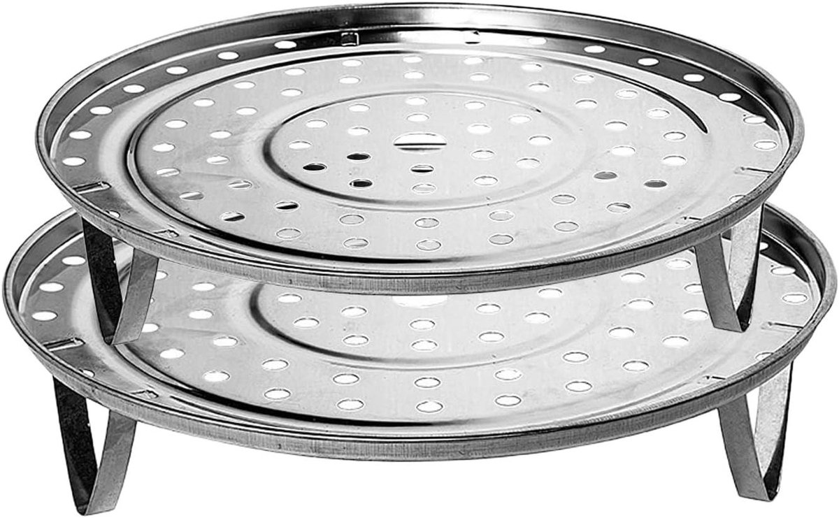 Stoommand Set - Kookrek - Gezond Koken - Opvouwbaar Ontwerp - 20 en 22 cm - Zilverkleurig