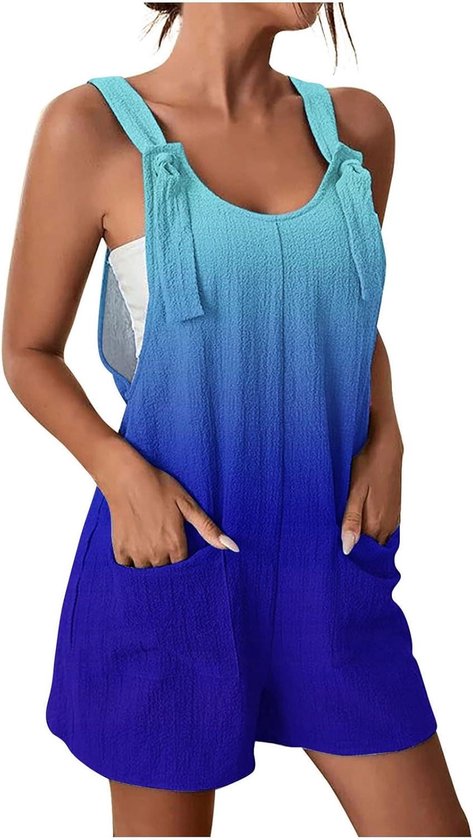 Dames Jumpsuit - Kort Overall - Zomerse Vrije Tijd - Verstelbare Bandjes - Korte Broek - Lichtbruin