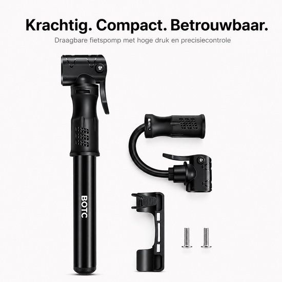 BOTC Fietspomp - Handpomp - Autoventiel - Dunlopventiel - Zwart — afbeelding 4