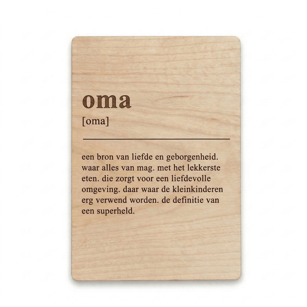 Mikki Joan - Houten bedank kaartje Oma - Oma cadeau - Triplex - Tekst gelaserd - 14,8 x 10,5 cm