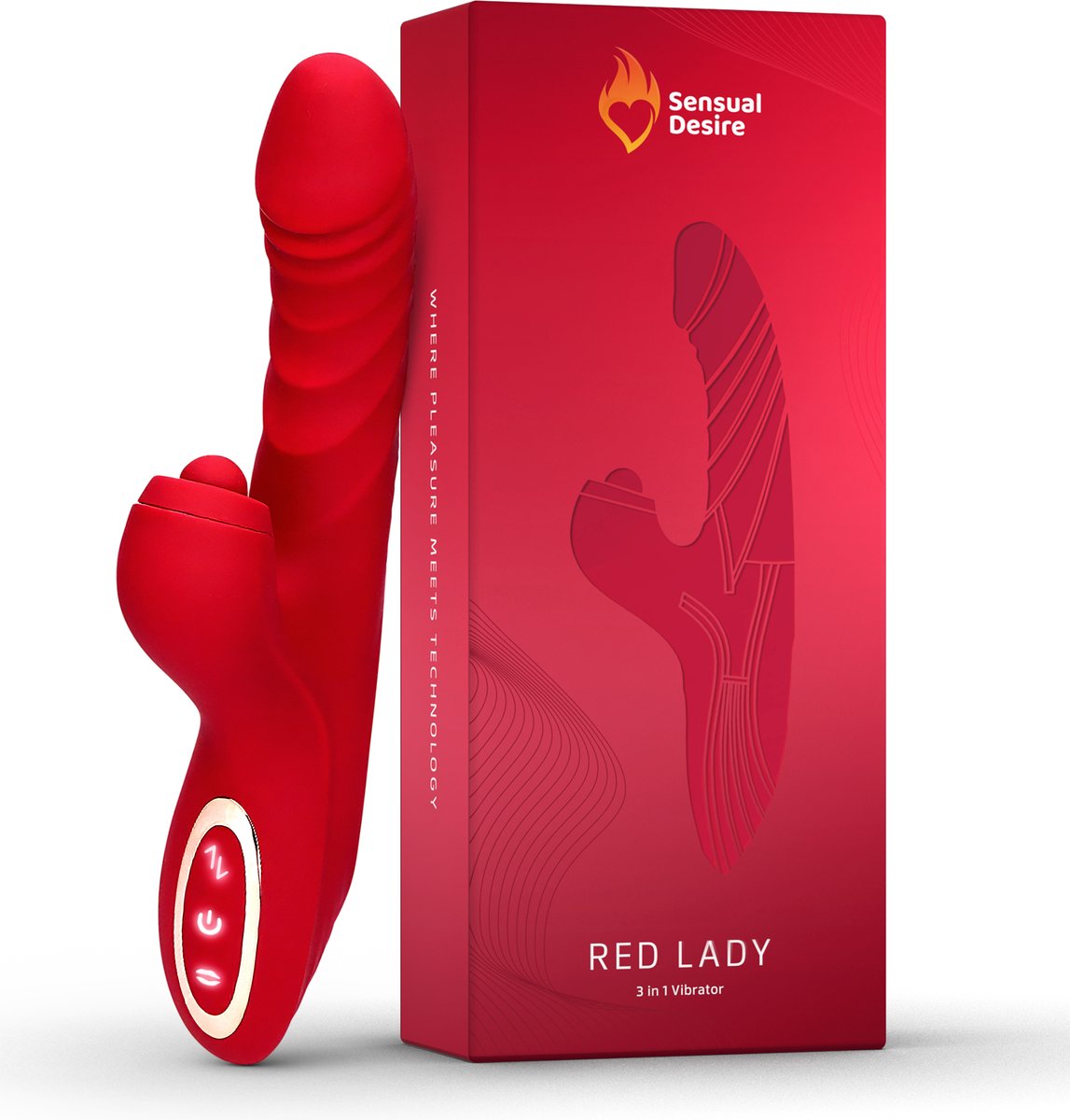 Bol.com Sensual Desire® Red Lady – 3-in-1 Vibrator – Vibrators voor Vrouwen – 22 standen met Krachtige Stimulatie – Sex Toys voo... aanbieding