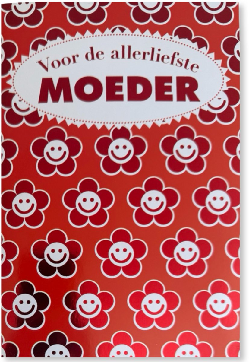 Moederdag Wenskaart Vrolijke smiley bloemen- 12x17cm - Gevouwen kaart inclusief envelop - Moederdagkaart