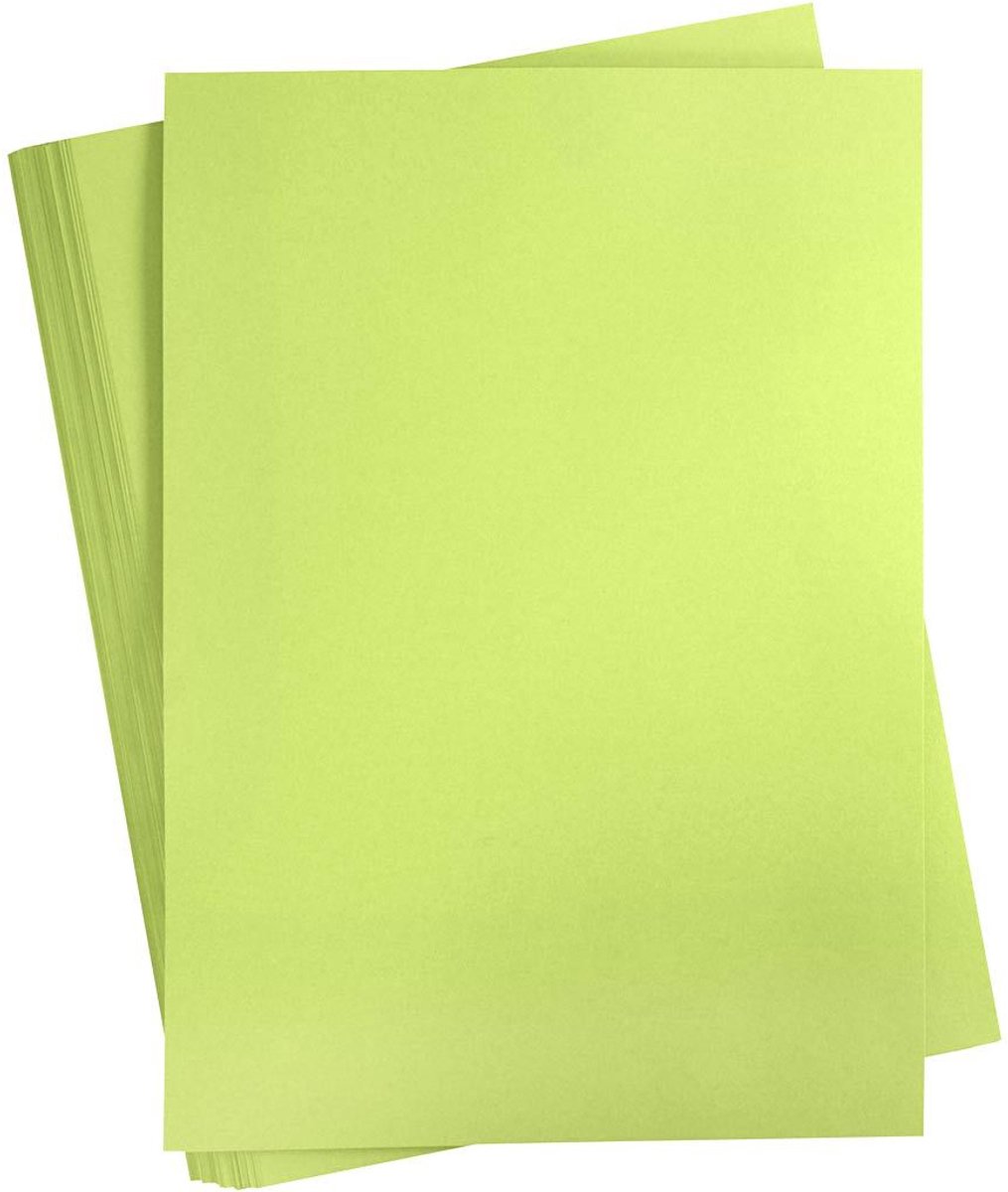 Groen Karton 180 Grams - Groen A2 Karton - Hobbykarton - Stevig Groen Papier - A2 Groen Papier 180 grams - Knutselpapier Knutselkarton - Lime Groen - 42 x 60 cm - A2 - 100 Vellen