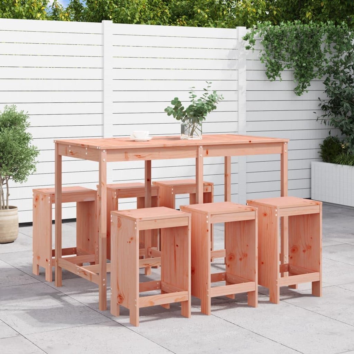 Tuin Barset 7-delig van Massief Douglas Hout – Outdoor Bartafel met Stoelen voor Terras, Balkon & Tuin – Weerbestendige Bistro Barset L315 cm Modern Design HomebyNicole
