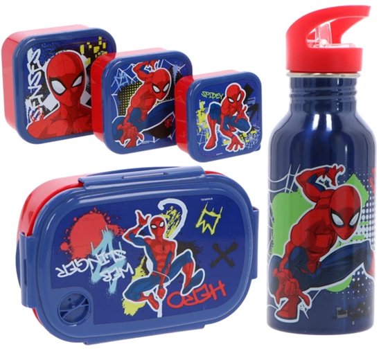 Spiderman Lunchset 5-delig - Aluminium drinkfles - Lunchbox - 3 snackboxen van Merkloos — afbeelding 5