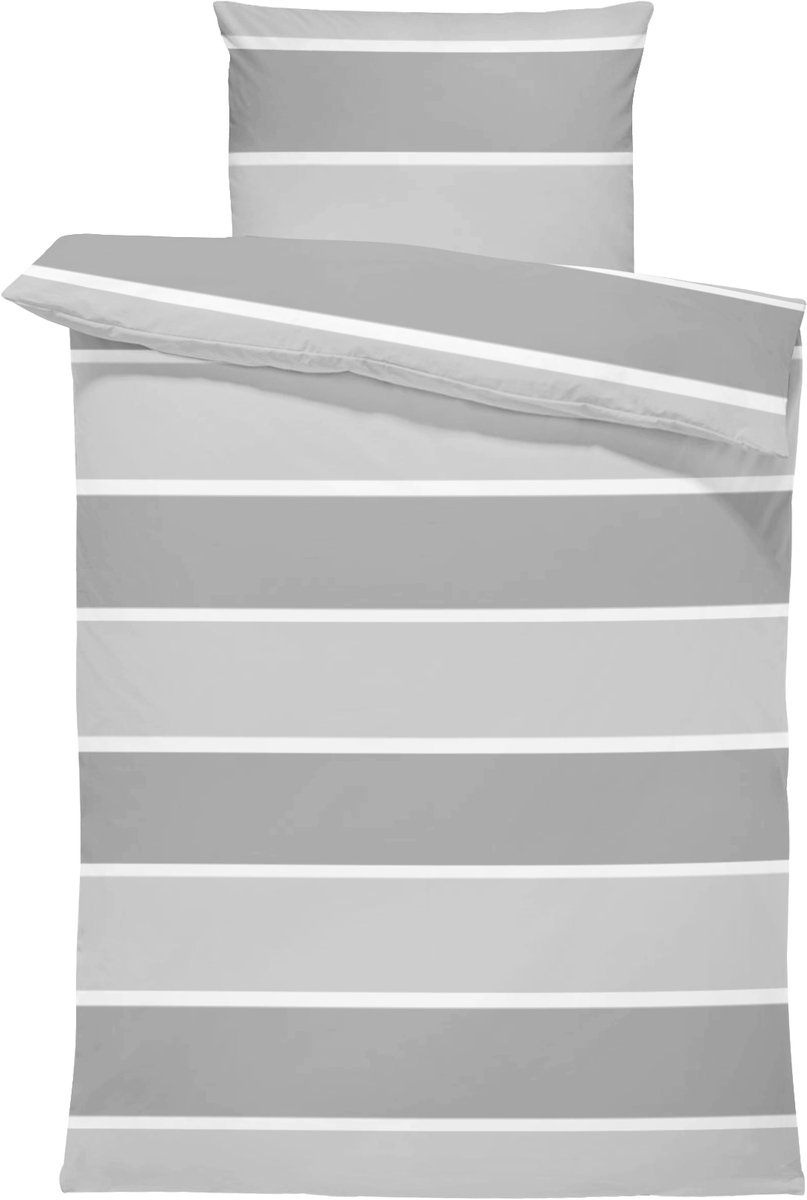 Dekbedovertrek 100% Katoen Premium - 140 x 200cm - 1 persoon - StripeLines Grey