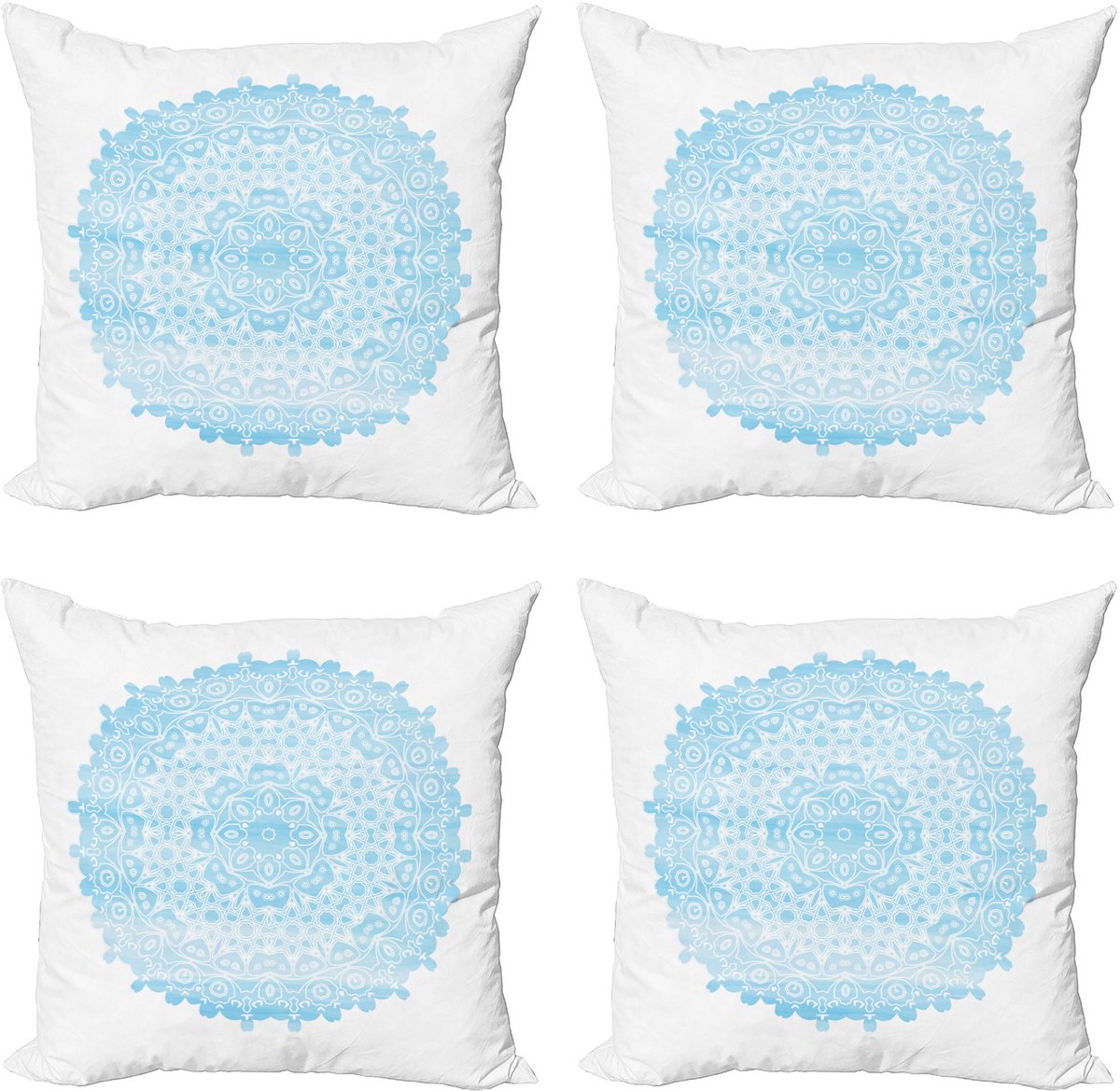 ABAKUHAUS Blauwe Mandala Decoratieve Kussenhoes 4-pack, Modern Accent Dubbelzijdige Digitale Print, 45 x 45 cm, Babyblauw Licht Hemelsblauw Babyblauw Bleek Hemelblauw