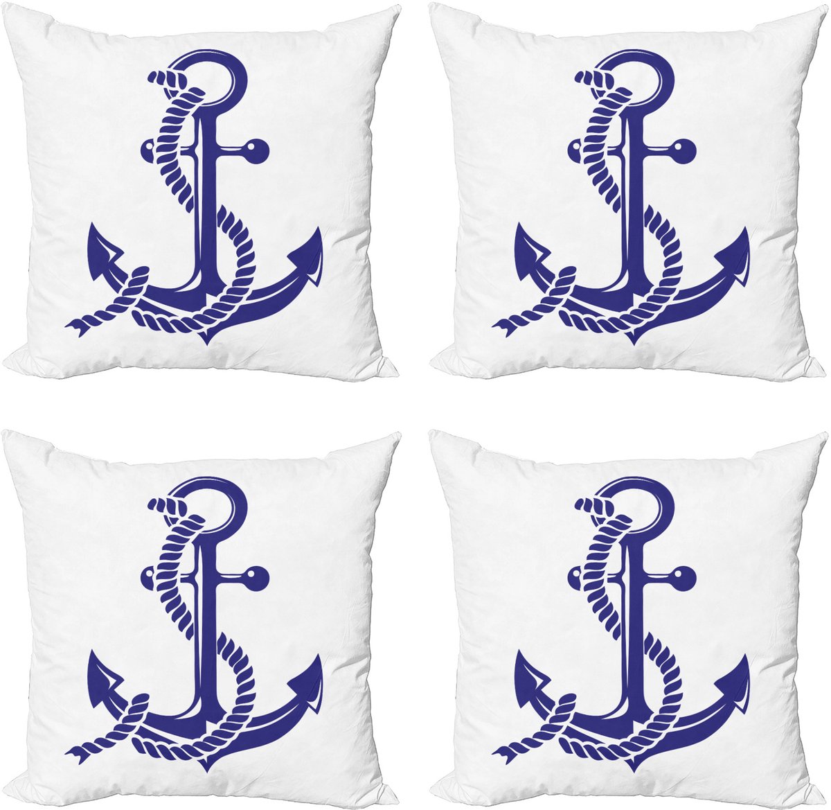 ABAKUHAUS maritieme sierkussens, kussenhoezen, 4-pack, Modern Accent dubbelzijdige digitale print, 40 x 40 cm, donker lavendel en wit