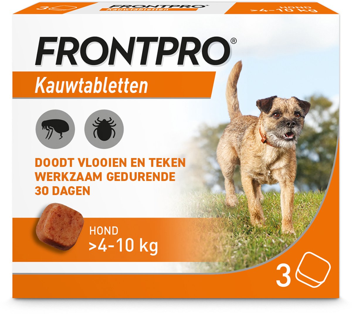 Frontpro Anti vlooien kauwtablet - Hond M 4-10 kg - 3 tabletten — afbeelding 1
