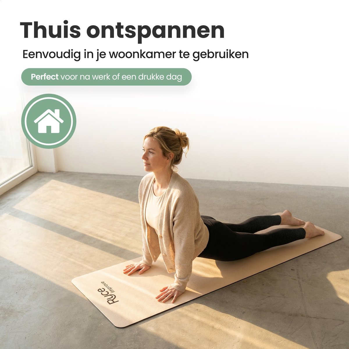 Ryce® Yogamat - PU Rubber - Pilates - Fitness - Anti Slip - Extra Dik - 183x68x0,5 cm - Coffee thumbnail 3