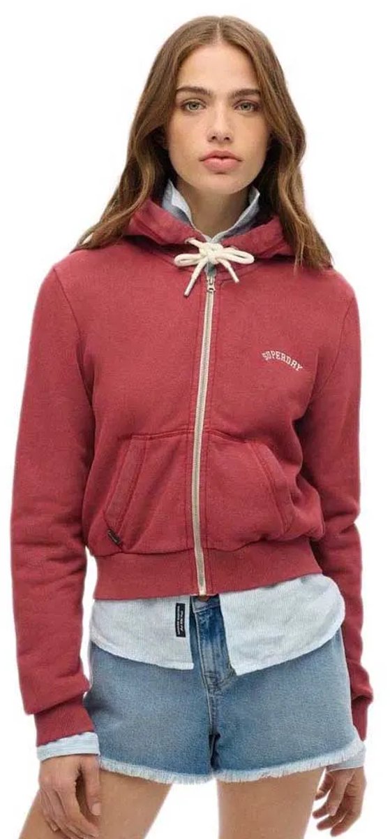 Superdry Essential Logo Cropped Zip Hoodie Dames Hoodies Rood