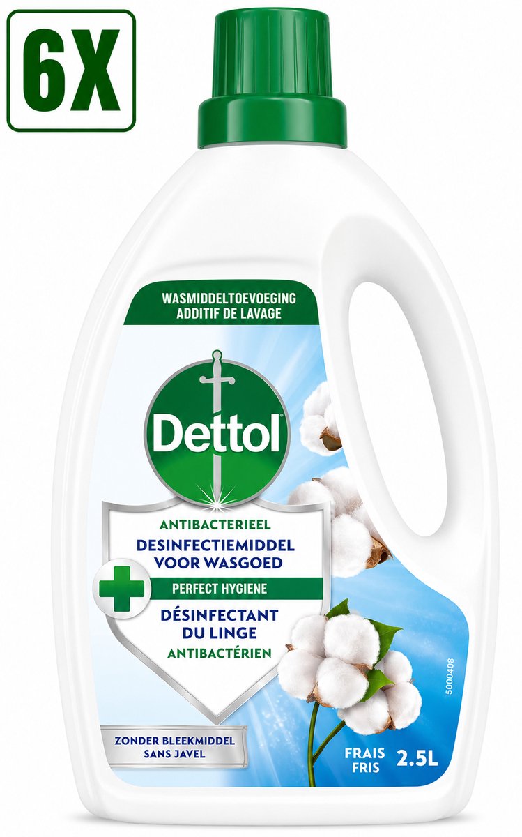 6 x Dettol Antibacterieel Desinfectiemiddel voor wasgoed - Fris - Wastoevoeging - 2,5L