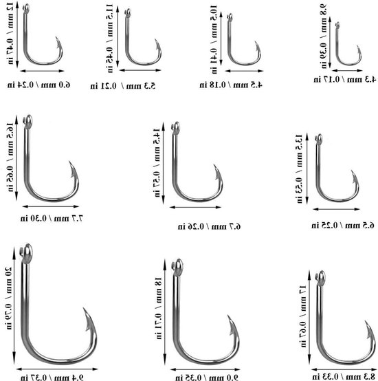 Duurzame Barbed Fishing Hooks in 10 Maten, 500 Stuks Carbon Staal met Plastic Opbergdoos voor Zoet- en Zoutwater Visserij van Merkloos — afbeelding 2