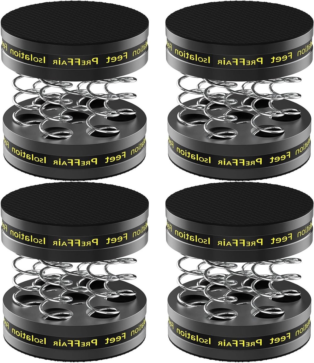 SnelShoppen - 4 Stuks Hoge Kwaliteit Aluminium Speaker Stand, 40 x 45 mm, Schokbestendige Basis Pad, Vloer Bescherming, Absorberende Trillingsdemper v