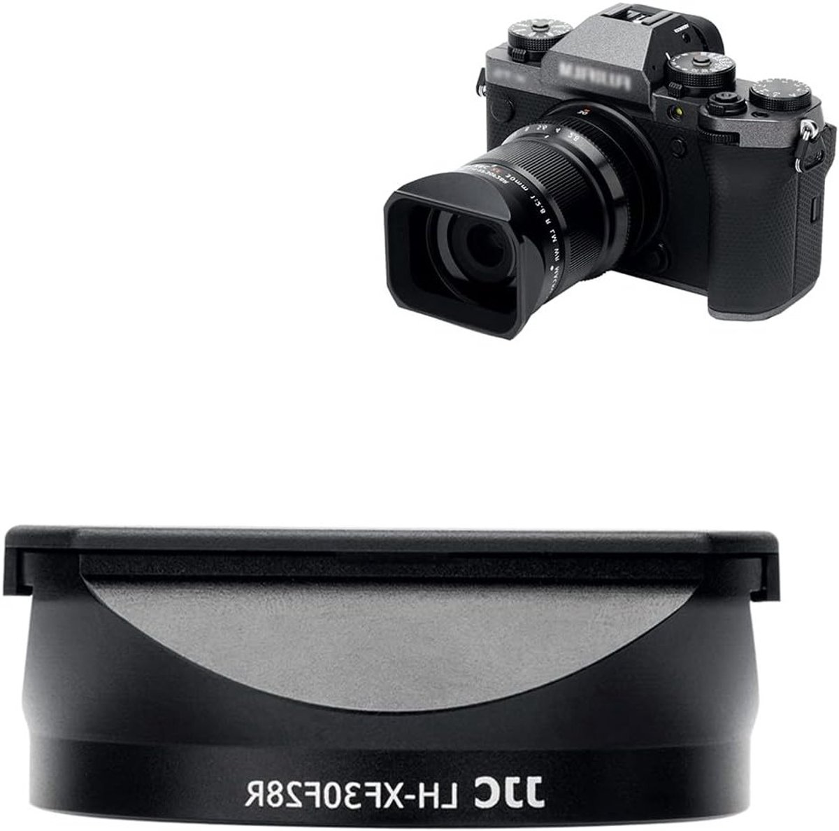 Vierkante metalen cameralenzenkap met dop voor 43mm filter, geschikt voor macro-lenzen en bescherming tegen stof en krassen