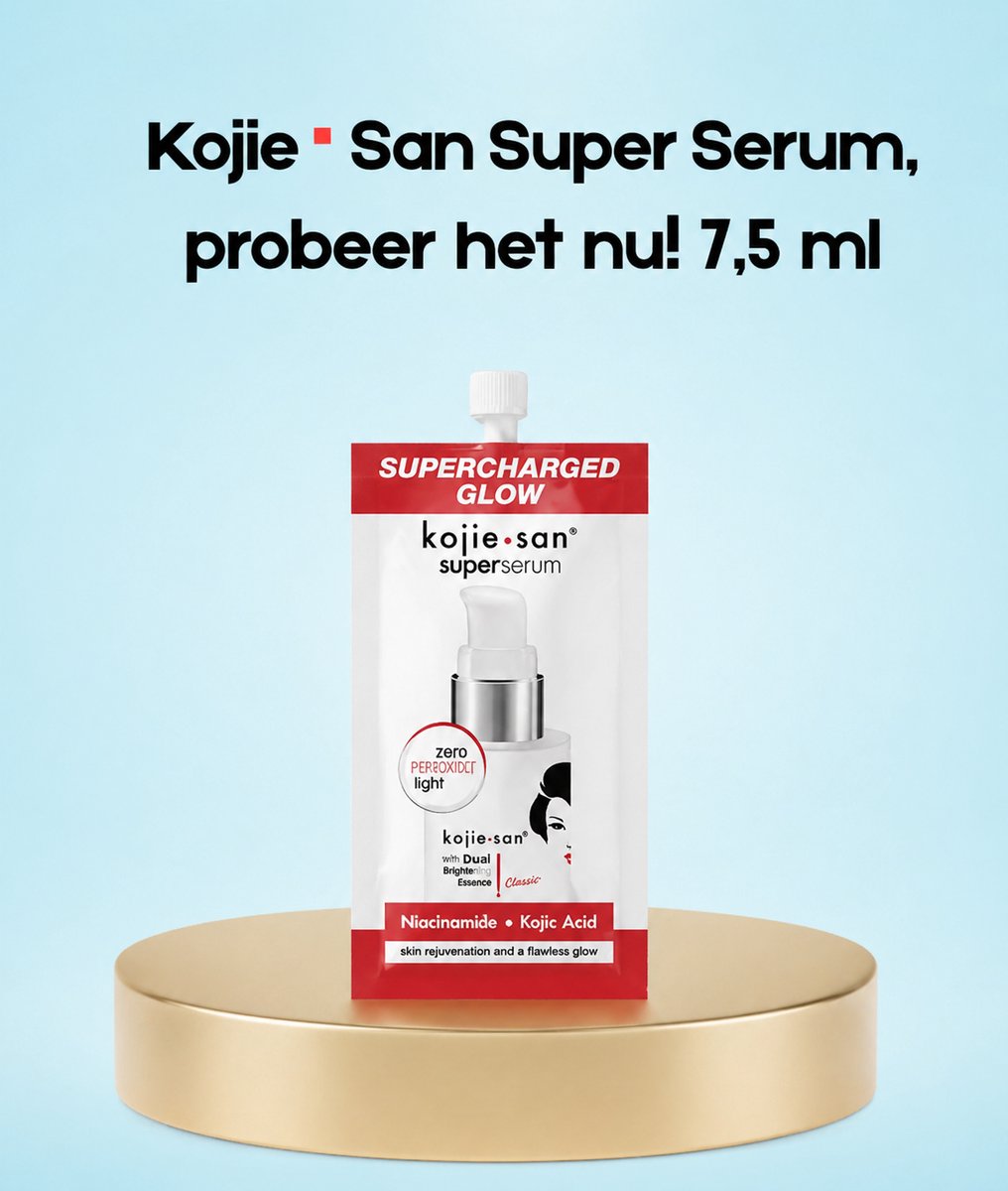 Kojie San Super Serum – 7,5 ml – Verhelderend & Hydraterend Serum – Helpt Donkere Vlekken te verminderen, Egaliseert de Huidtint & Verbeterde Huidtextuur – Voor een Gladde, Stralende & Gezonde Teint – Probeer het nu!