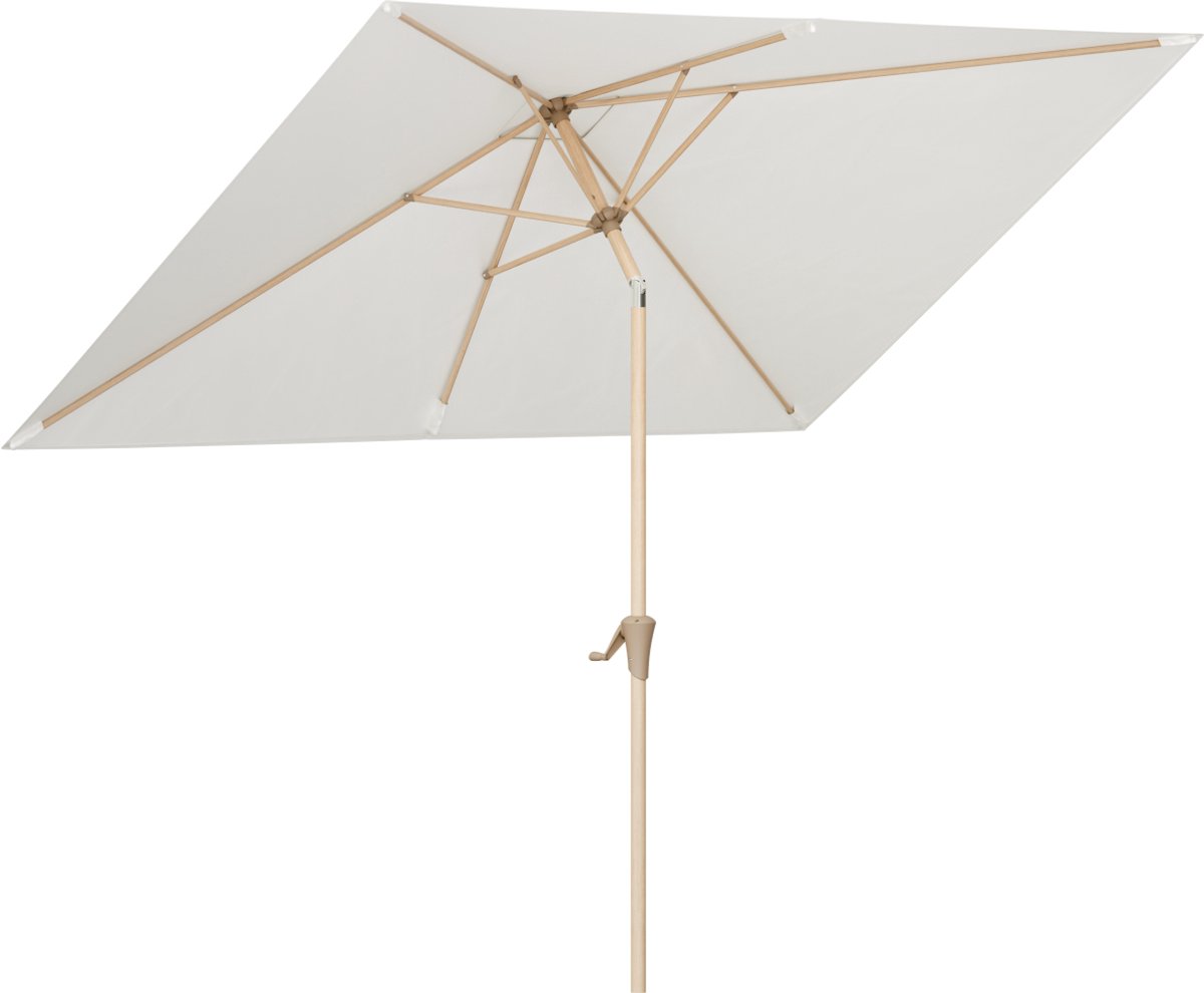 LifeGoods Parasol - Tuin - 268x178cm - 30° Kantelbaar - Waterdicht - UPF50+ - Houtkleurige coating - Crème
