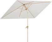 LifeGoods Parasol - Tuin - 268x178cm - 30° Kantelbaar - Waterdicht - UPF50+ - Houtkleurige coating - Crème