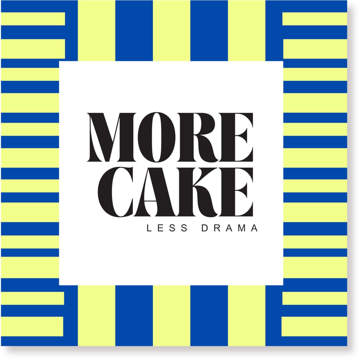 Housevitamin Papieren Servetten 33x33 cm – 3-laags – More Cake Less Drama – Blauw/ Geel – FSC-gecertificeerd – 20 stuks – Feestservetten – Party Decoratie – Tafelstyling
