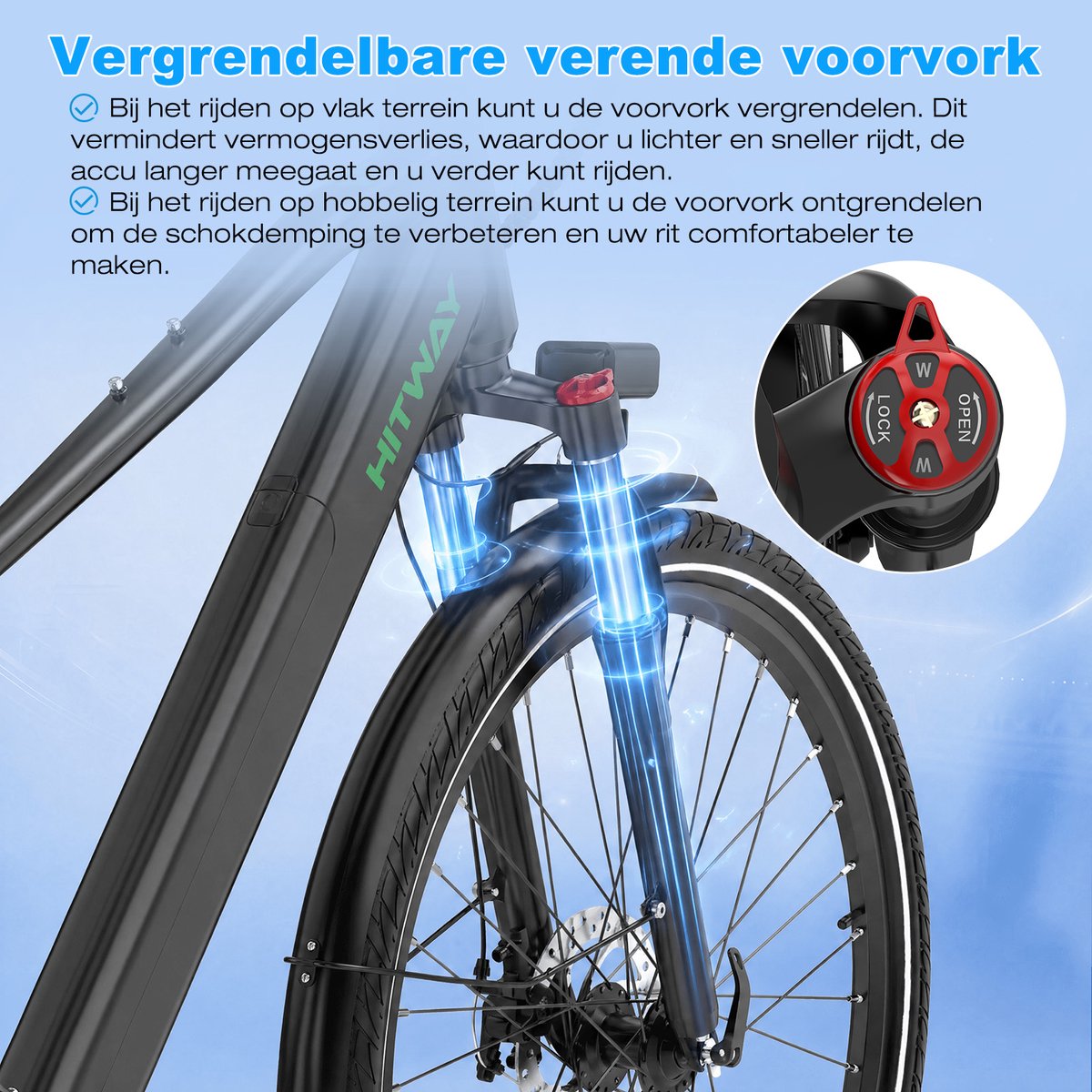 Elektrische Fiets Hitway BK7S Pro - 27.5 Inch City Commuter EBike met Afneembare 36V 12.8Ah Lithium Batterij - Mountain E-Bike met 250W Motor - 21 Versnellingen - IP54 Waterdicht thumbnail 4