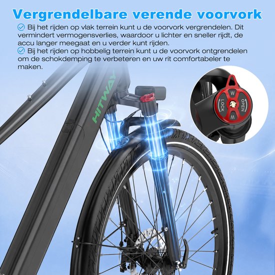Elektrische Fiets Hitway BK7S Pro - 27.5 Inch City Commuter EBike met Afneembare 36V 12.8Ah Lithium Batterij - Mountain E-Bike met 250W Motor - 21 Versnellingen - IP54 Waterdicht van Merkloos — afbeelding 4