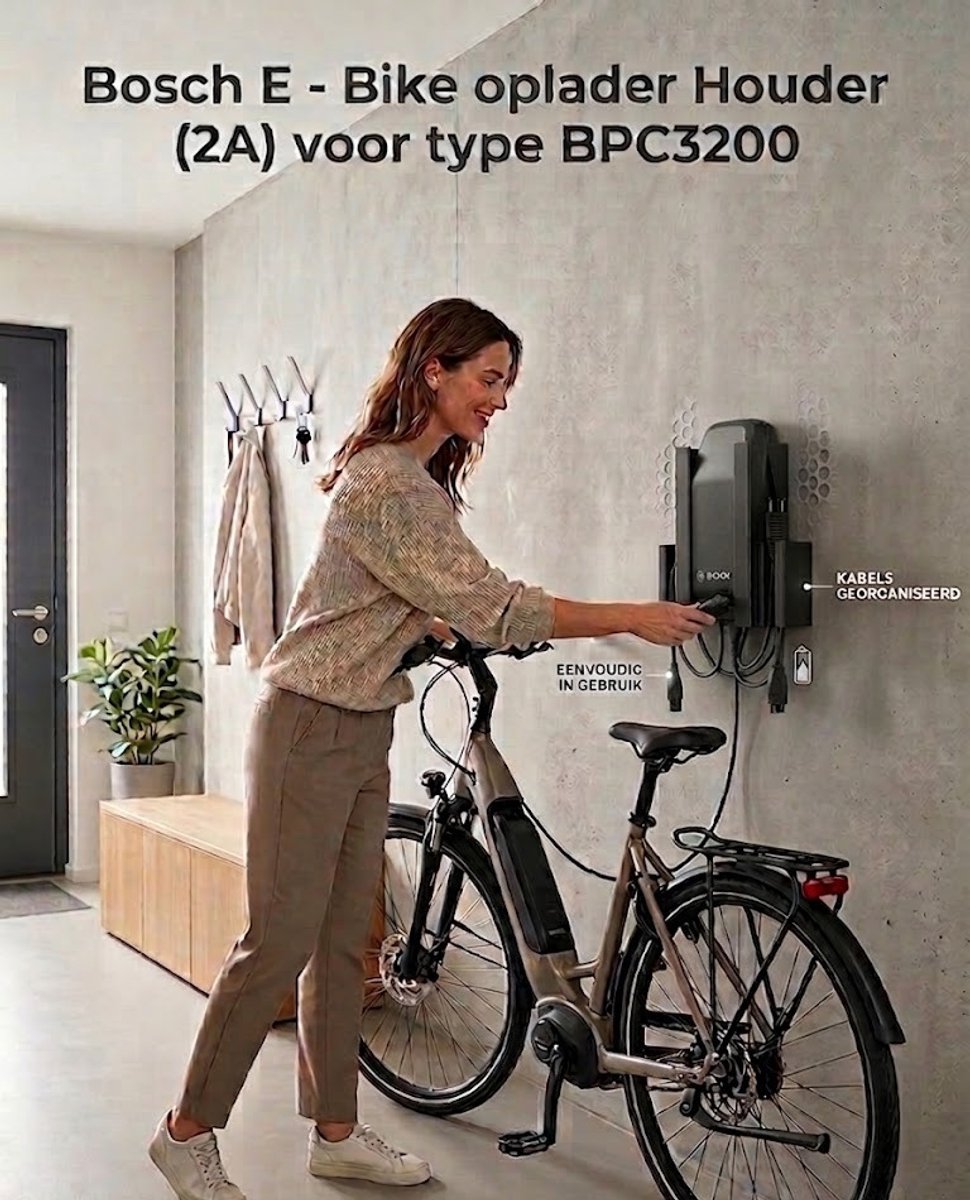 Bosch E-Bike Oplader Houder BPC3200 (2A) – Wandhouder met Stekkeropslag – Snel te Monteren in 5 Minuten – Stevig & Praktisch Design – foto 2