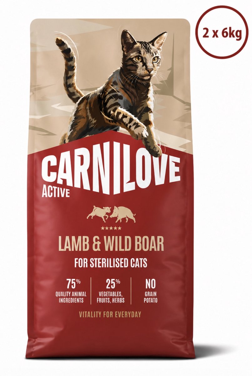 Carnilove Carnilove lamb / wild boar sterilised kattenvoer 2x 6 kg